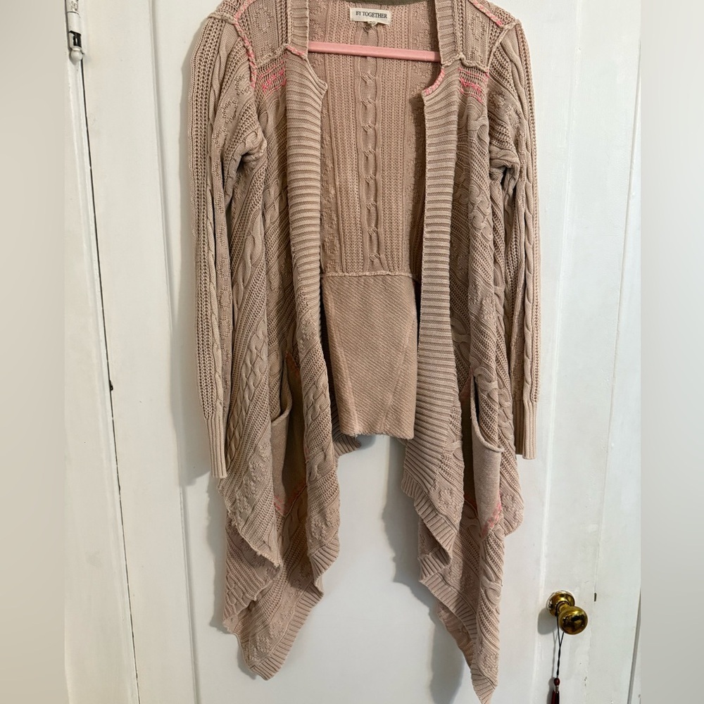 By Together Blush all washed‎ out Knit asymmetrical cardigan
